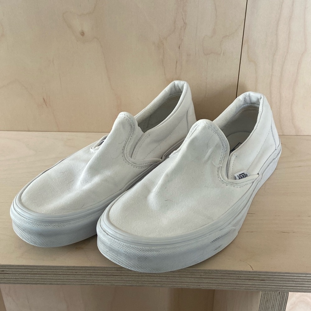 Vans - white slip on, size 8